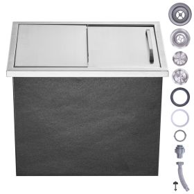 Drop in Ice Chest, 18"L x 12"W x 14.5"H Stainless Steel Ice Cooler, Commercial Ice Bin with Sliding Cover, 40.9 qt Outdoor Kitchen Ice Bar